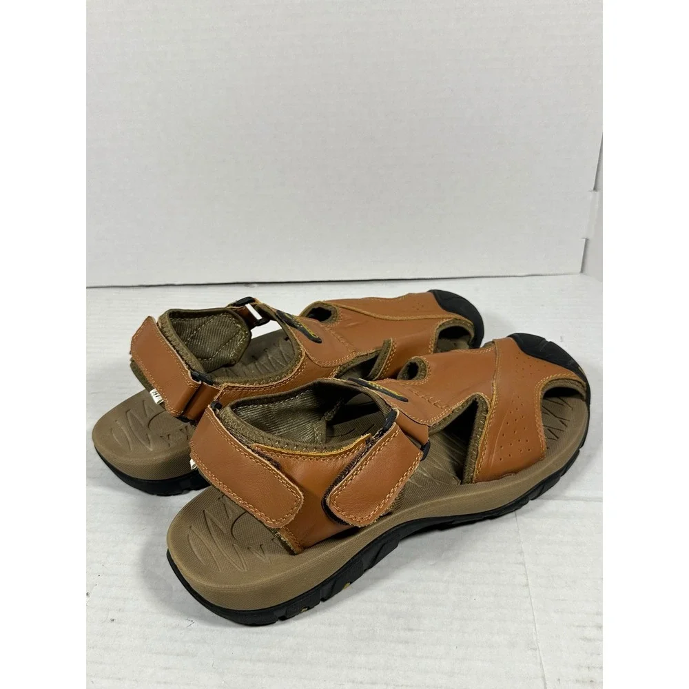 Fashion Mens Tan Brown Closed Toe Sport Hiking Sandals Size 47 Adjustable‎ Strap